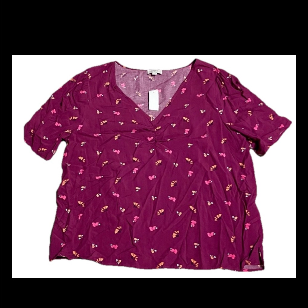 NWT LOFT Purple Floral Top Size XL